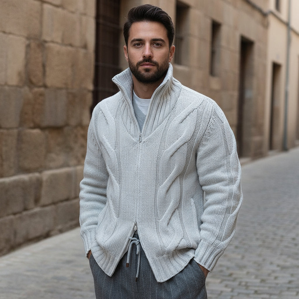 ALBA - Cárdigan de hombre | Lana merino, cuello alto 0