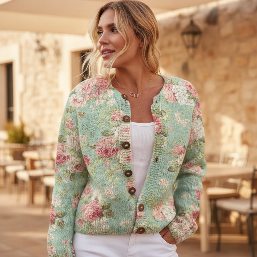 ALBA - Cárdigan mujer largo | Punto, estampado floral elegante 4