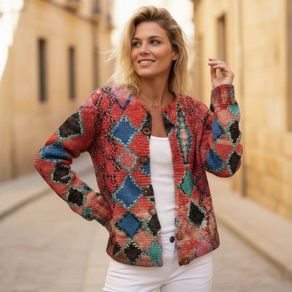 ALBA - Cárdigan mujer largo | Punto, estampado floral elegante 5