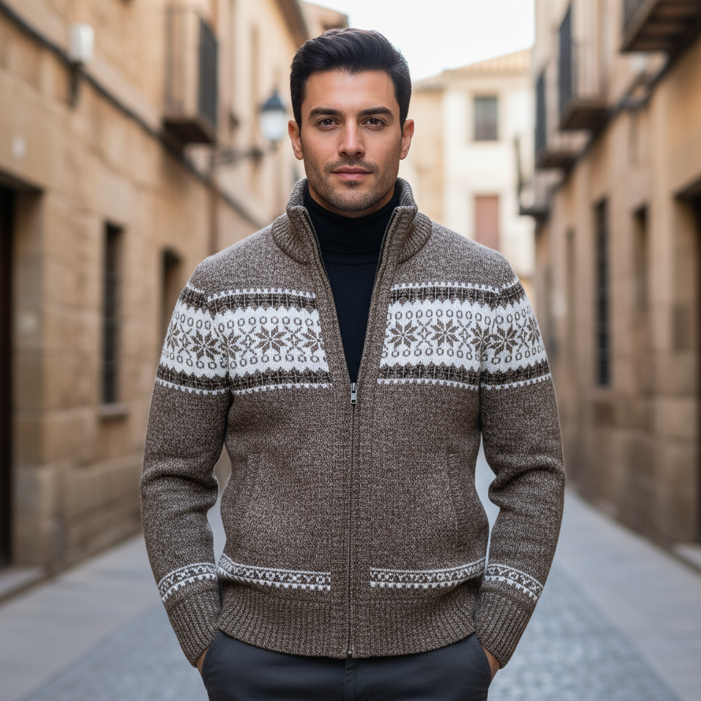 ALBA - Chaleco de hombre | Patrón noruego, forro suave y cálido 0