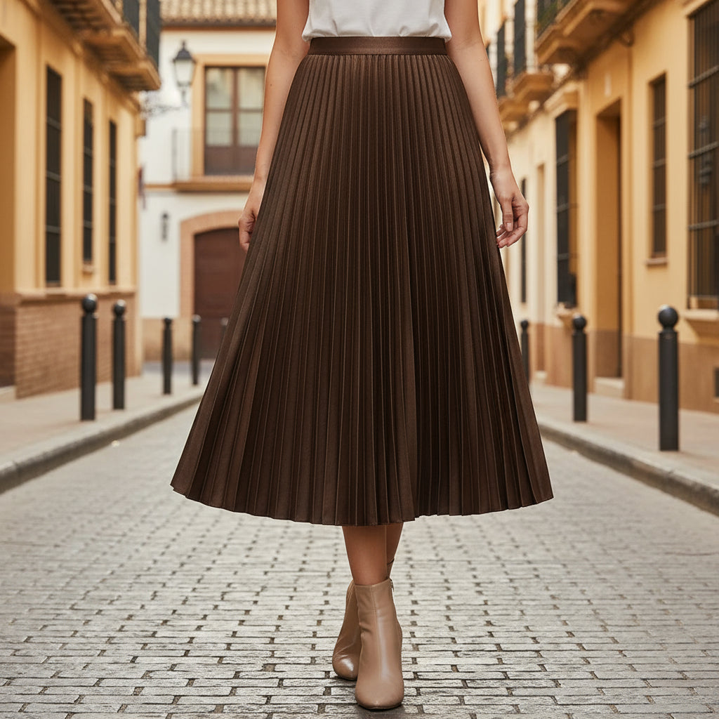 ALBA - Falda midi mujer | Plisada, cintura elástica, faldas de moda 6