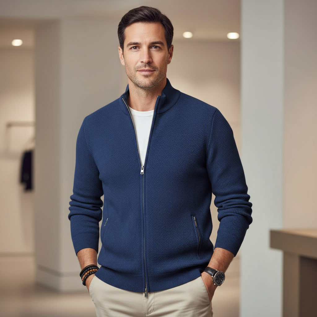 ALBA - Cárdigan de hombre | Cuello alto, diseño moderno, ajuste cómodo