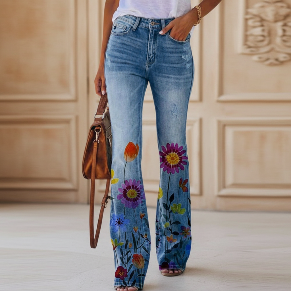 ALBA - Pantalón de mujer | Estampado vibrante, corte palazzo 0