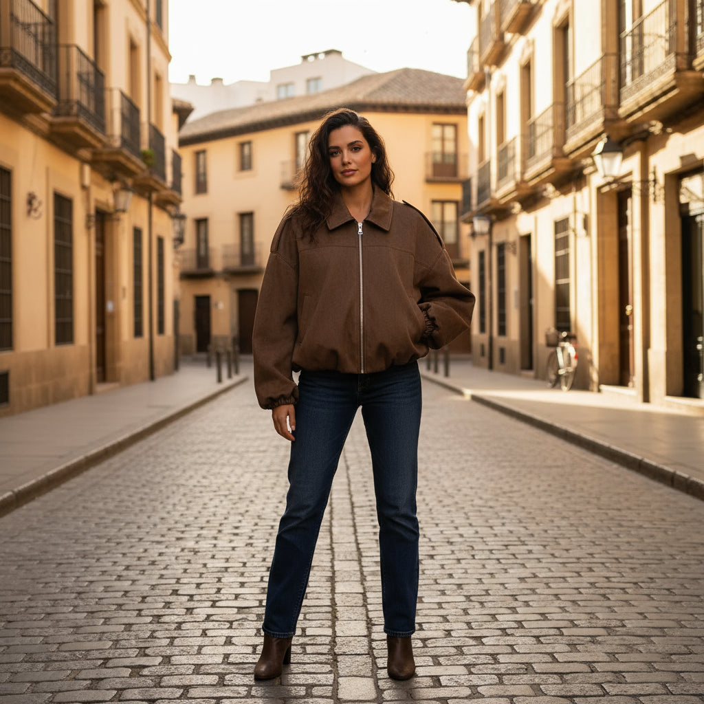 ALBA – Women’s Chaqueta | Suede Look, Relaxed Fit | Ideal Para Entretiempo 6