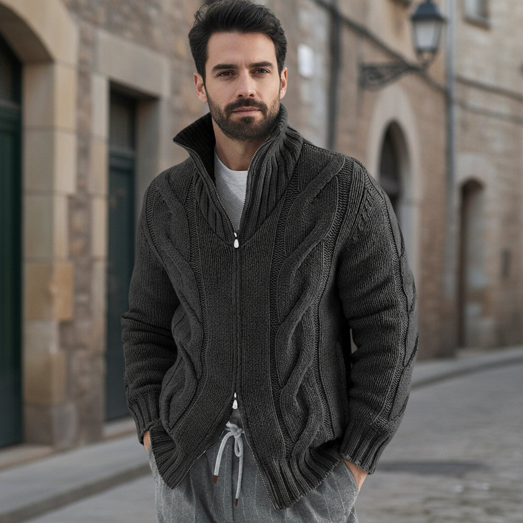 ALBA - Cárdigan de hombre | Lana merino, cuello alto 3