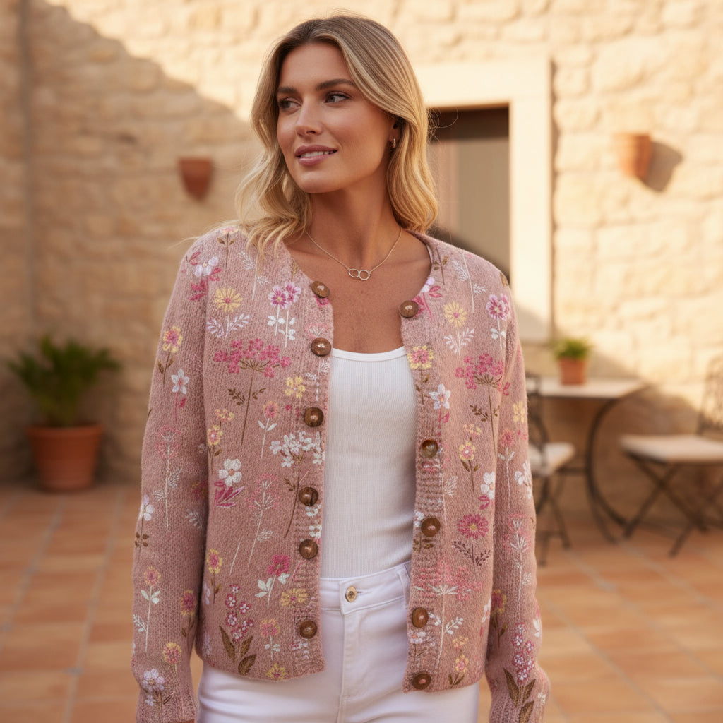 ALBA - Cárdigan mujer largo | Punto, estampado floral elegante 6