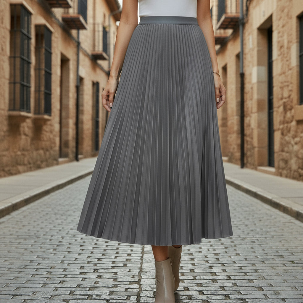 ALBA - Falda midi mujer | Plisada, cintura elástica, faldas de moda 5