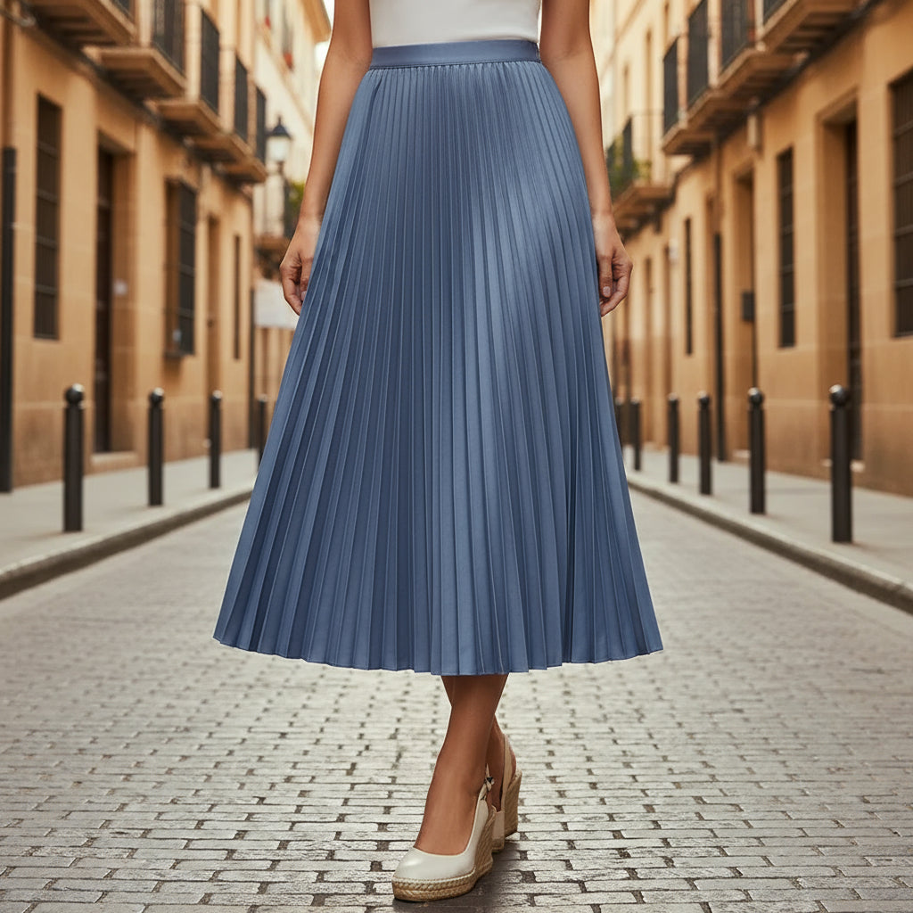 ALBA - Falda midi mujer | Plisada, cintura elástica, faldas de moda 8