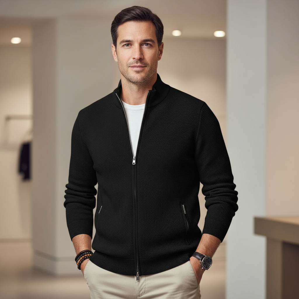 ALBA - Cárdigan de hombre | Cuello alto, diseño moderno, ajuste cómodo