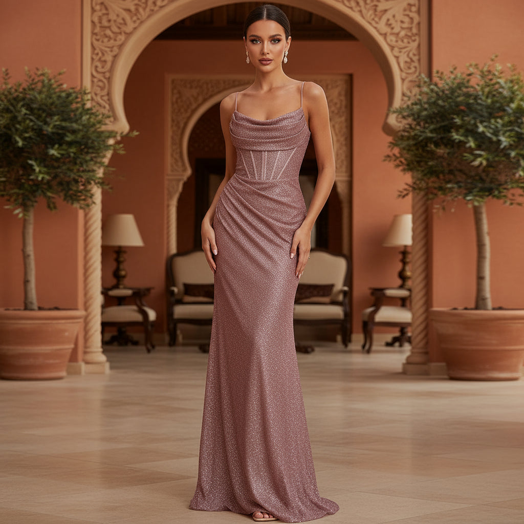 ALBA - Vestido de mujer | Lentejuelas brillantes, corte entallado para fiesta y boda 5